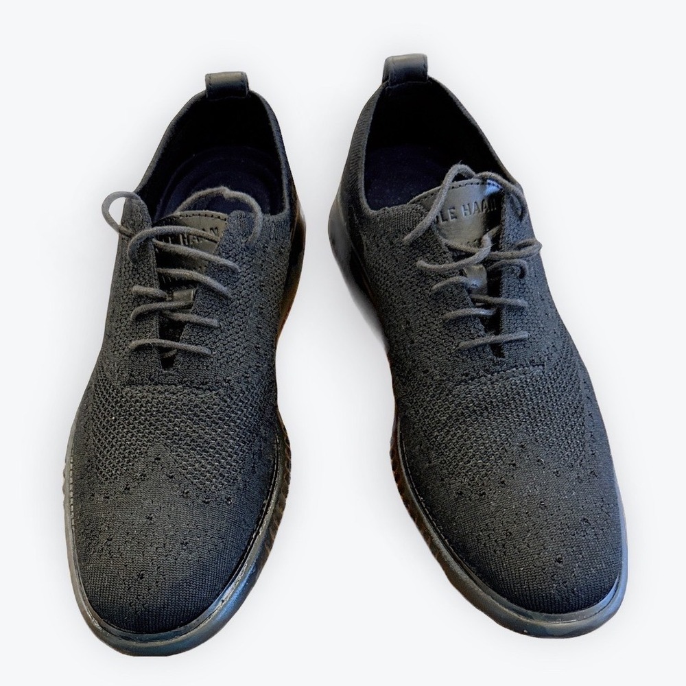 Cole Haan Zerogrand Stitchlite Wingtip Oxford Black Knit Shoes C28527 Mens 9.5 M